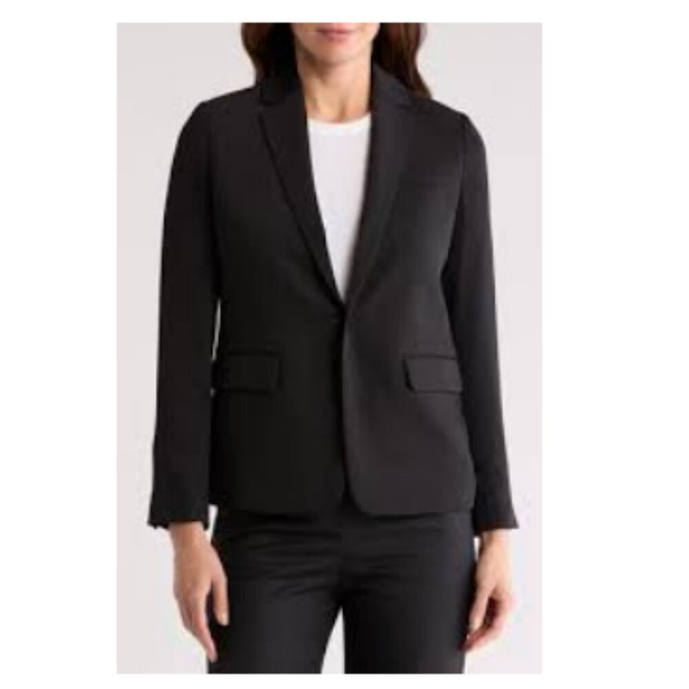 VINCE Concealed Closure Notch Lapel Blazer Black Size 14 NWT